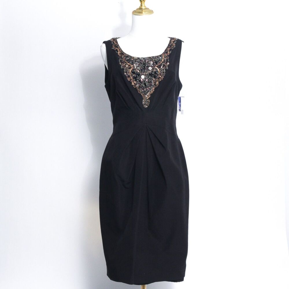 NWT Lafayette 148 New York Women's Black Sequin Vintage Cocktail Dress Size 10